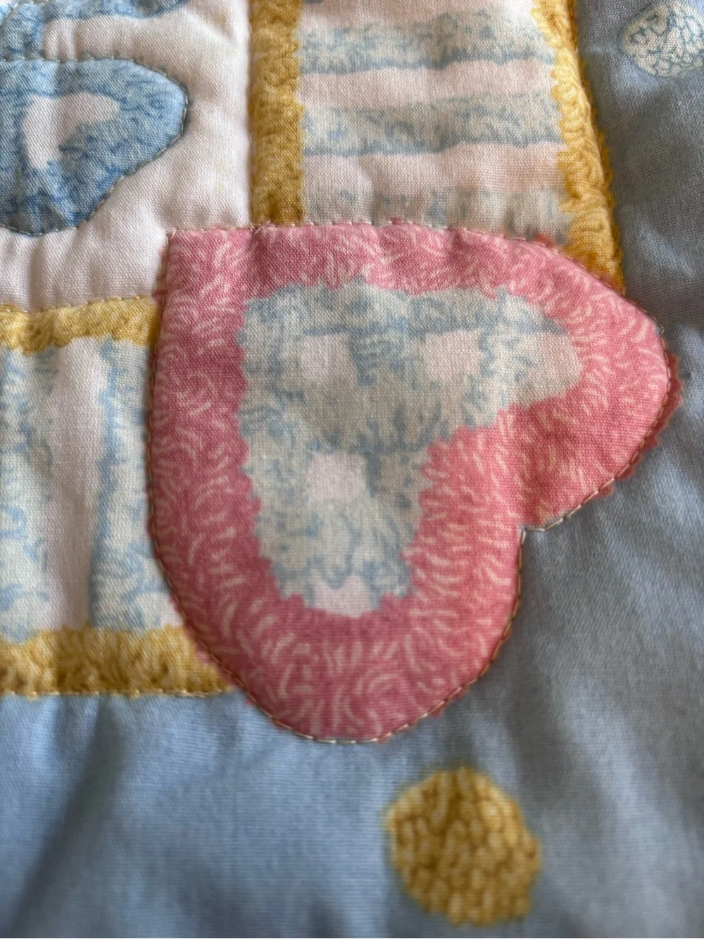 Pastel Teddy Patchwork Quilt - Nursery Plush Animal Design